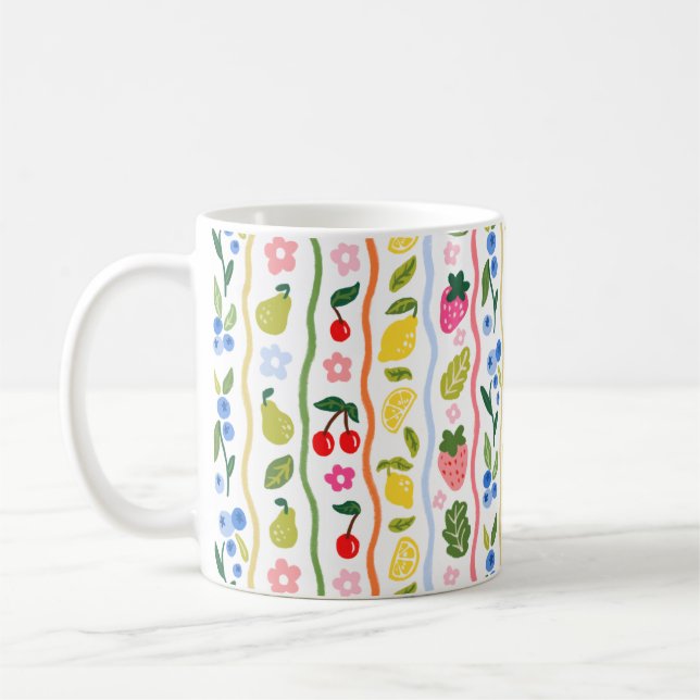 Caneca De Café Fruits Pattern Food Summer Elegant Stylish (Esquerda)