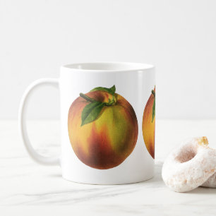 Caneca De Café Fruta Alimentícia Antiga, Pêssego Orgânico Maduro 