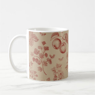 Caneca De Café Fruta, baga e flores. Padrão sem costura do outono