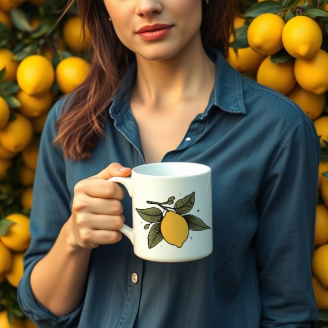 Caneca De Café Fruta botânica de limão-da-safra (Criador carregado)