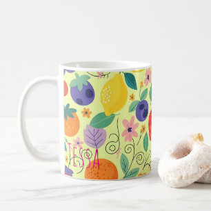 Caneca De Café Fruta Cítrica Brilhante e Arte de Verão Caprichosa