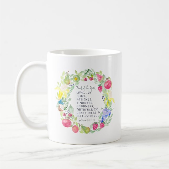 Caneca De Café Fruta Da Trabalho de arte De Aquarela Espirituosa (Esquerda)