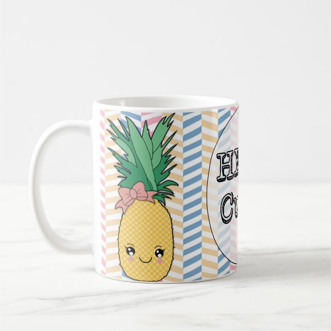Caneca De Café Fruta de abacaxi-abacaxi Kawaii Hello Cutie Summer (Esquerda)