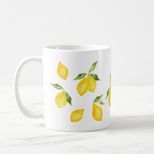 Caneca De Café Fruta de aquarela de limão amarelo-acastanhado (Esquerda)