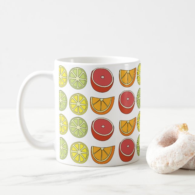 Caneca De Café Fruta de Citrus (Com Donut)