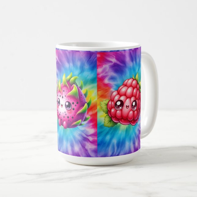 Caneca De Café Fruta de Dragão Feliz Tie-Dye (Frente Esquerda)