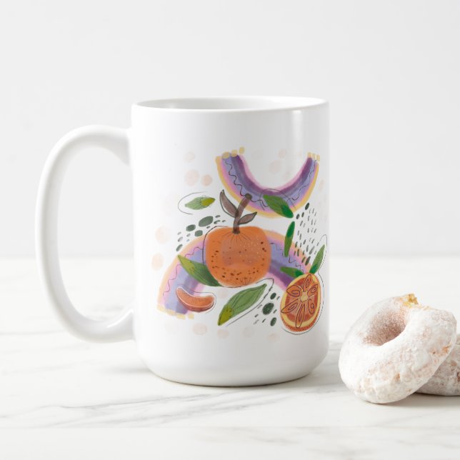 Caneca De Café fruta de laranja de verão geométrico (Com Donut)