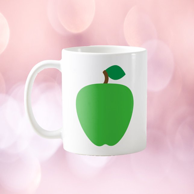 Caneca De Café Fruta de Maçã Verde (A mug with a graphic of a green apple.)