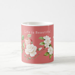 Caneca De Café Fruta de Maçã Vermelha Floral Bonita