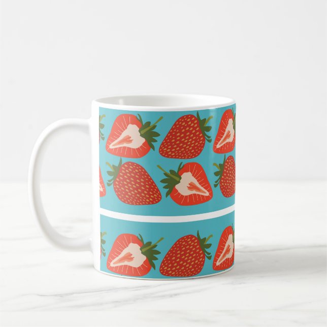 Caneca De Café Fruta de morango: Padrão de repetição sem costura. (Esquerda)
