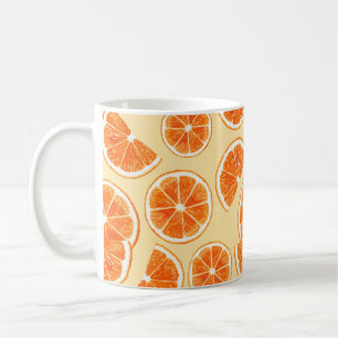 Caneca De Café fruta de padrão laranja, comida de dieta illustr 