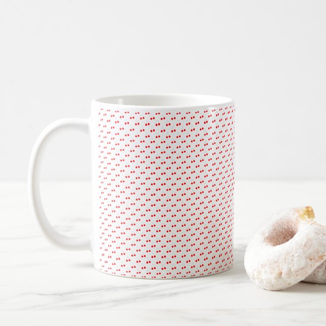 Caneca De Café Fruta de padrão vermelho de cerejas (Com Donut)
