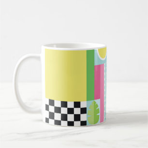 Caneca De Café Fruta de Verão, mosaico colorido de melancia kiwi