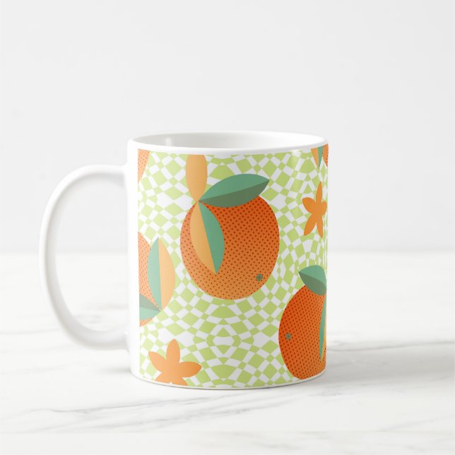 Caneca De Café Fruta Exótica Laranja: Vintage Tropical. (Esquerda)