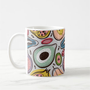 Caneca De Café Fruta Medley: Padrão Vibrante Sem Olho