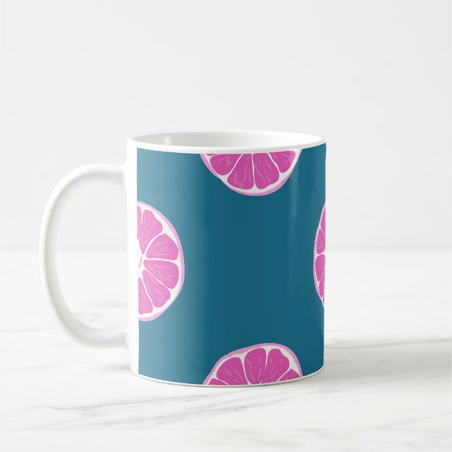 Caneca De Café Fruta sem costura com laranja. abstrato, art, b (Esquerda)