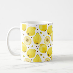 Caneca De Café Frutas amarelas frescas de marmelos, sem costura d
