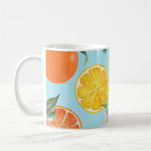 Caneca De Café Frutas de Citros de Aquarelas: Desenhados à Mão