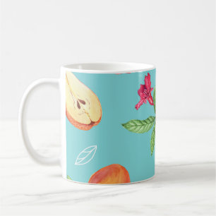 Caneca De Café Frutas de jardim: Azul de aquarela.