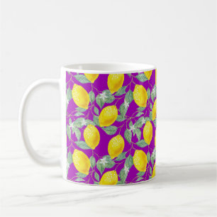 Caneca De Café Frutas DE LEMÃO NO FUNDO DE PURPLE