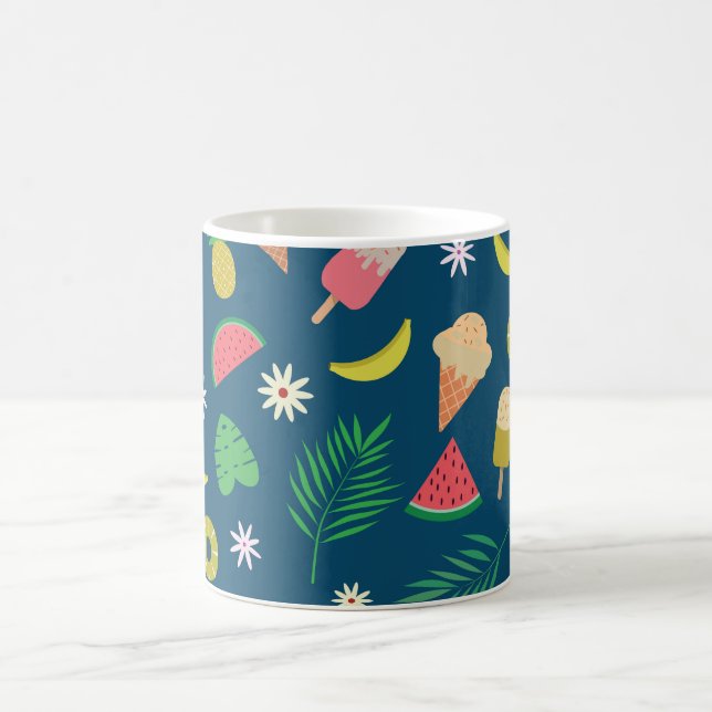 Caneca De Café Frutas de Verão e padrão de sorvete    (Centro)