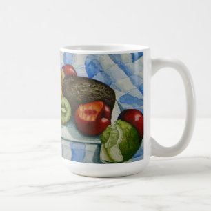 Caneca De Café frutas exóticas e a vida arte mesa azul