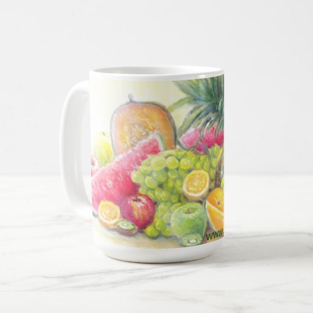 Caneca De Café Frutas felizes (Frente Esquerda)