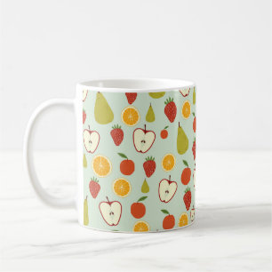 Caneca De Café Frutas frescas em um padrão de repetição contí