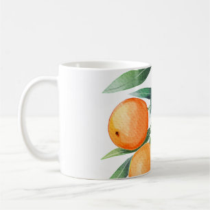 Caneca De Café Frutas Laranja De Aquarela: Ramais Isolados.