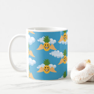 Caneca De Café Frutas Sorridente Emoji de Abacaxi Engraçado Rosto