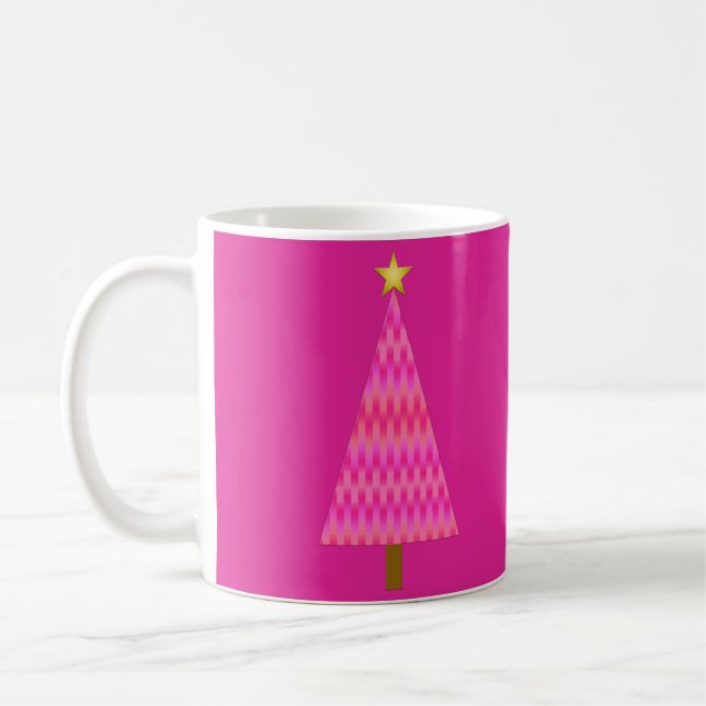 Caneca De Café Fuchsia Pink Ombre árvore de Natal moderna (Esquerda)