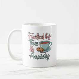 Caneca De Café Fueled by Tea and Anxiety Mug – Funny Tea Lover 