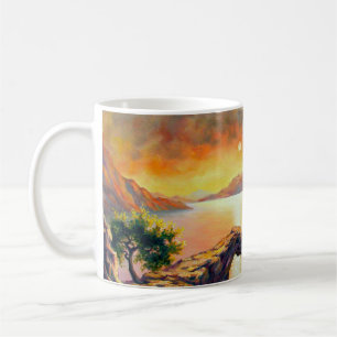 Caneca De Café Fuga com a erupção do vulcão, óleo ligado