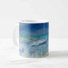 Caneca De Café Fuga de Renoir. Inimpressionismo náutico azul. Mar