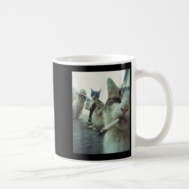 Caneca De Café Fumando Gatos-Meme Presentes Engraçados Para Homen (Direita)
