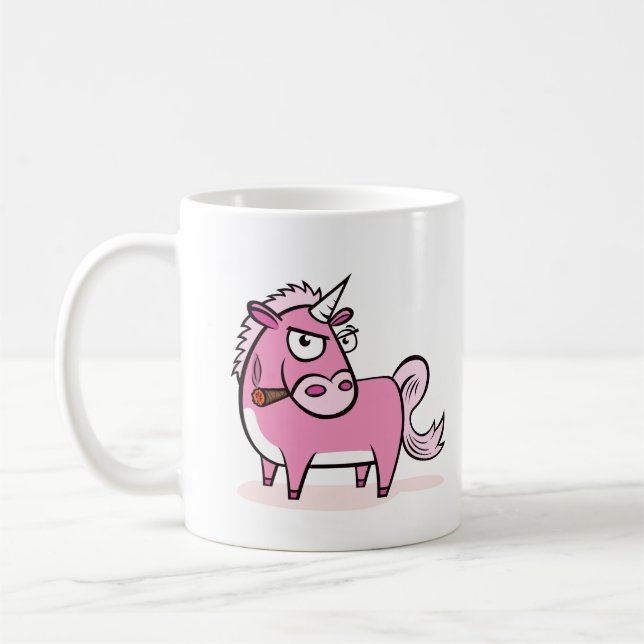 Caneca De Café Fumante de Unicórnio Rosa (Esquerda)