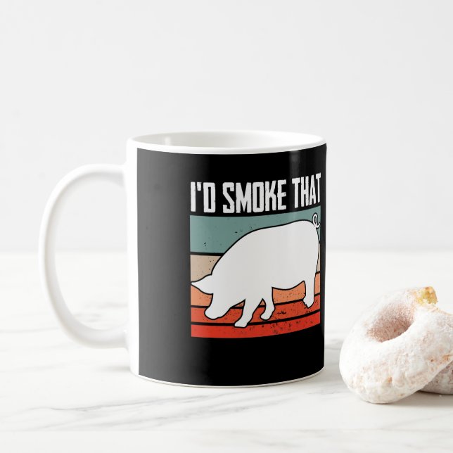 Caneca De Café Fumar A Carne De Churrasco Fumante (Com Donut)