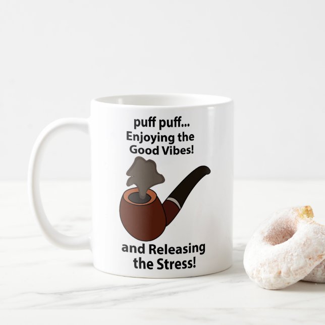Caneca De Café Fumar cachimbo Apreciando as Boas Vibrações Fumar  (Com Donut)