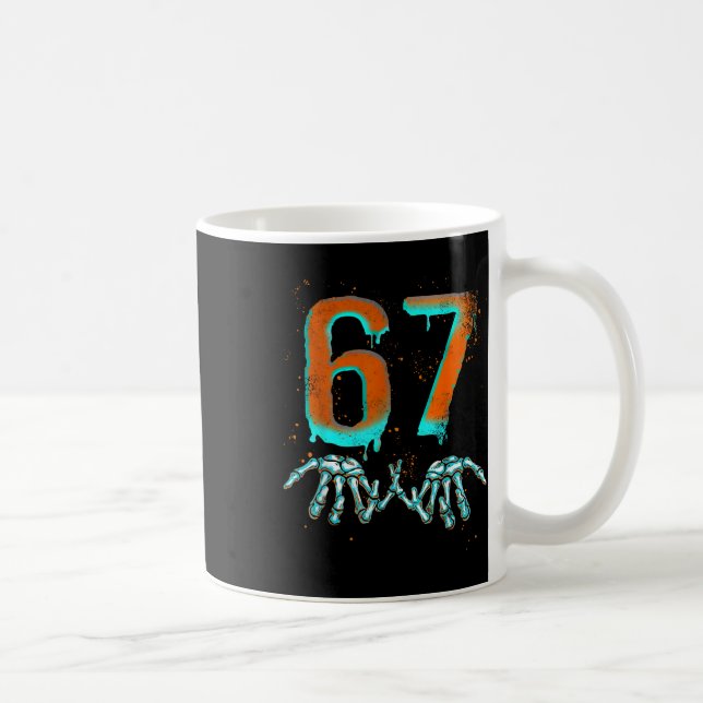 Caneca De Café Fun 67 Meme Halloween Skeleton  (Direita)