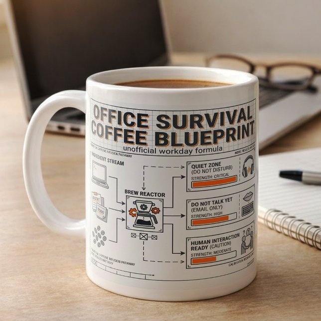 Caneca De Café Fun Caffeine Infusion Blueprint for Office Workers (Criador carregado)