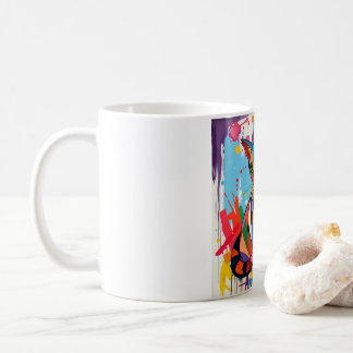 Caneca De Café Fun Colourful Cat Abstract Animal Art Mug
