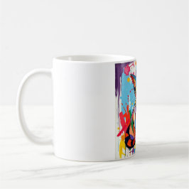 Caneca De Café Fun Colourful Cat Abstract Animal Art Mug