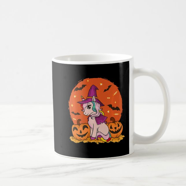 Caneca De Café Fun Halloween Witchy Unicorn Cute Witch Pumpkin Fo (Direita)