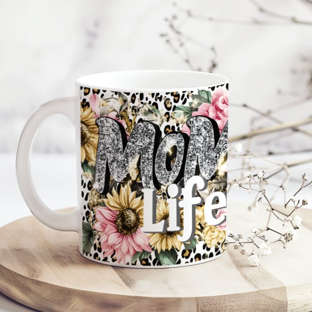 Caneca De Café Fun Mom Life Floral Animal Print Coffee Mug (Criador carregado)