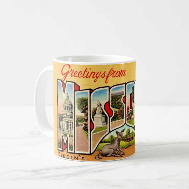 Caneca De Café Fun Old Missouri Greeting Postcard Mug (Frente Esquerda)