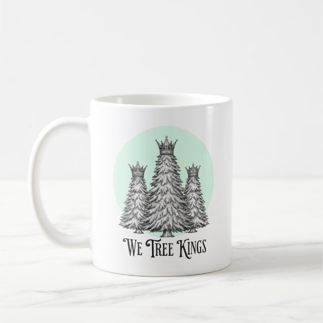 Caneca De Café Fun We Three Kings Pun Christmas Tree mug (Esquerda)