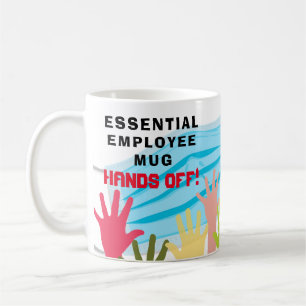 Caneca De Café Funcionário Essencial MÃO FORA!  Máscara Engra