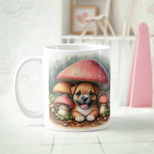 Caneca De Café Funcionarios Adorável Puppia Sob O Guarda-chuvas