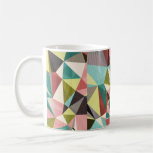 Caneca De Café fundo abstrato com triângulos e colorido