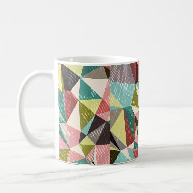 Caneca De Café fundo abstrato com triângulos e colorido (Esquerda)
